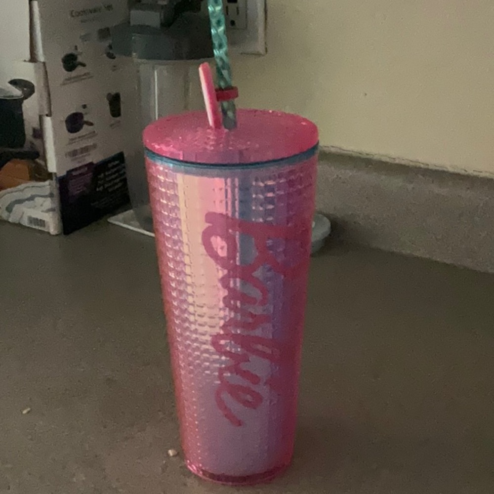 Pink Barbie Tumbler with Straw